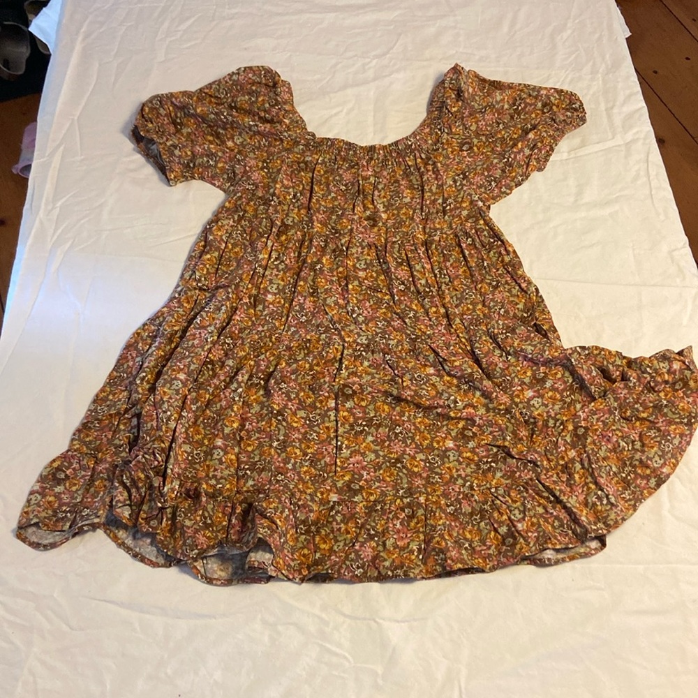 Wild fable medium puff sleeve off the shoulder flowy above the knee dress